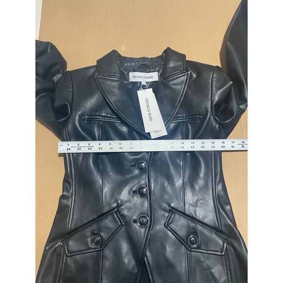 VERONICA BEARD BLAZER JACKET DICKEY BLACK LEATHER VEGAN ANOKI EDGY FALL MOTO - Picture 14 of 16